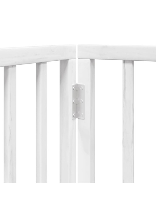 Kokkupandav koeravärav uksega, 9 paneeli, valge 450 cm, pappel