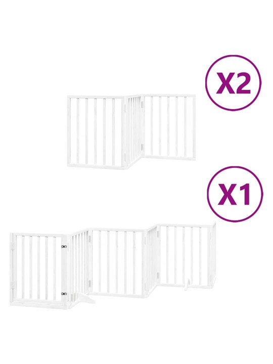 Kokkupandav koeravärav uksega, 12 paneeli, valge 600 cm, pappel