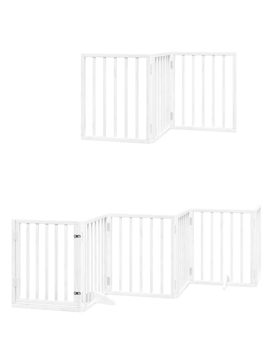 Kokkupandav koeravärav uksega, 12 paneeli, valge 600 cm, pappel