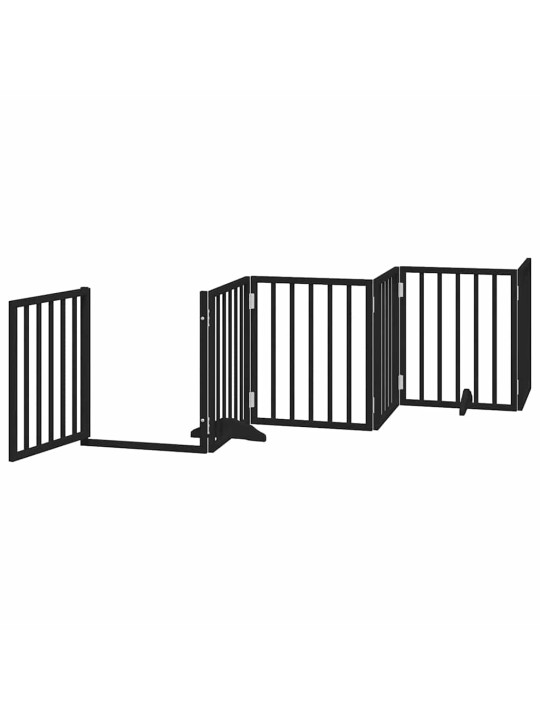 Kokkupandav koeravärav uksega, 15 paneeli, must 750 cm, pappel
