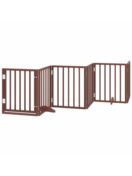 Kokkupandav koeravärav uksega, 12 paneeli, pruun 600 cm, pappel