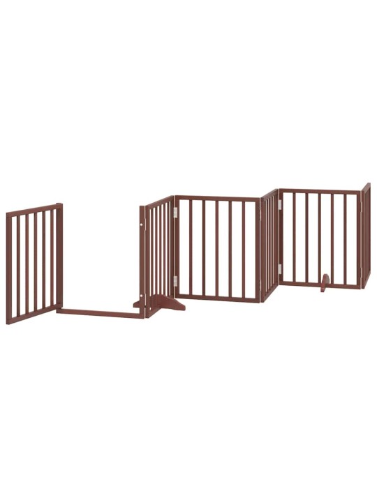 Kokkupandav koeravärav uksega, 15 paneeli, pruun 750 cm, pappel