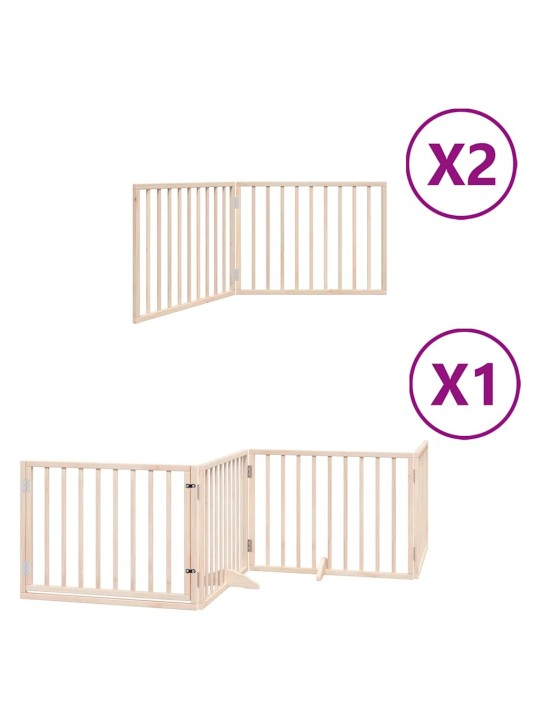 Kokkupandav koeravärav uksega, 8 paneeli, 640 cm, paplipuit