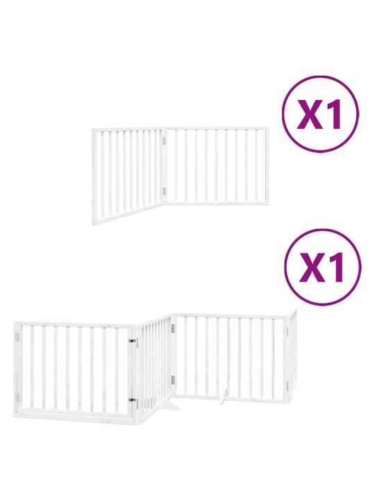 Kokkupandav koeravärav uksega, 6 paneeli, valge 480 cm, pappel