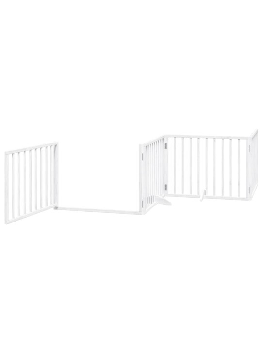 Kokkupandav koeravärav uksega, 6 paneeli, valge 480 cm, pappel