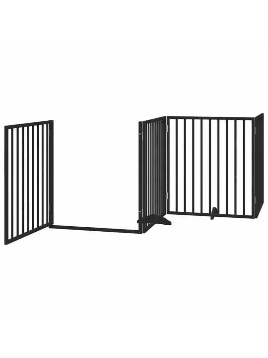 Kokkupandav koeravärav uksega, 12 paneeli, must 960 cm, pappel