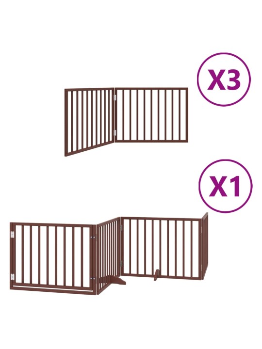 Kokkupandav koeravärav uksega, 10 paneeli, pruun 800 cm, pappel