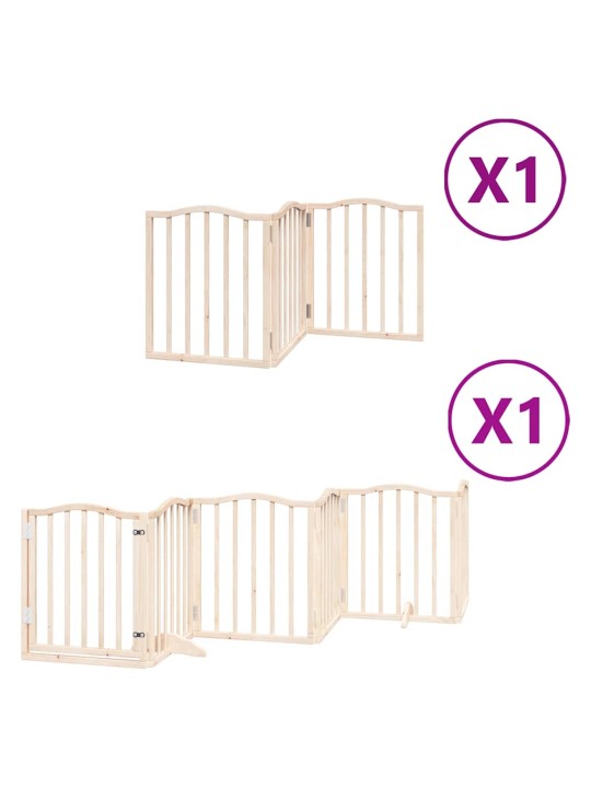 Kokkupandav koeravärav uksega, 9 paneeli, 450 cm, paplipuit