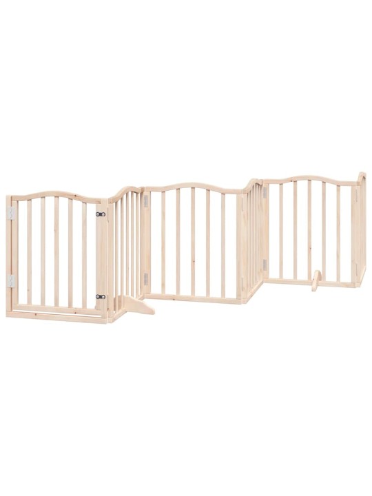 Kokkupandav koeravärav uksega, 9 paneeli, 450 cm, paplipuit