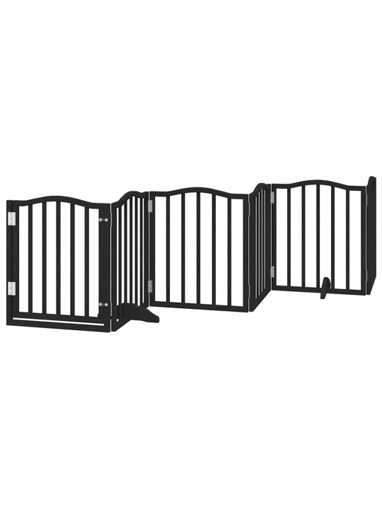 Kokkupandav koeravärav uksega, 15 paneeli, must 750 cm, pappel