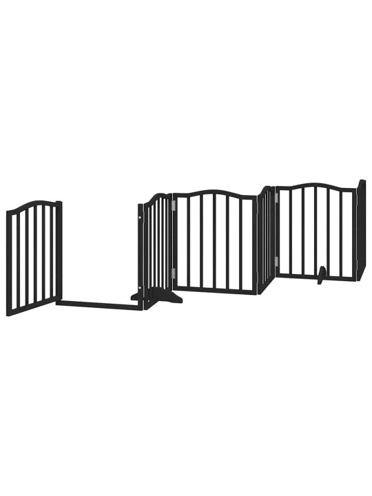 Kokkupandav koeravärav uksega, 15 paneeli, must 750 cm, pappel