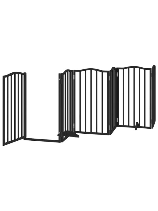 Kokkupandav koeravärav uksega, 15 paneeli, must 750 cm, pappel