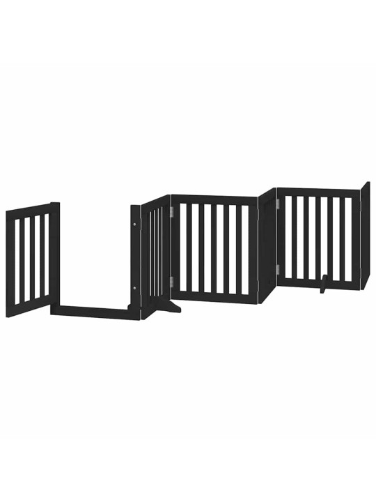 Kokkupandav koeravärav uksega, 15 paneeli, must 750 cm, pappel
