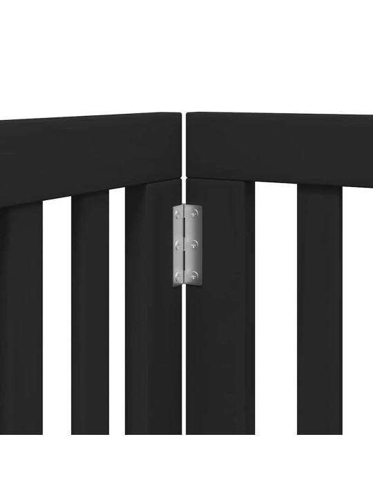 Kokkupandav koeravärav uksega, 15 paneeli, must 750 cm, pappel
