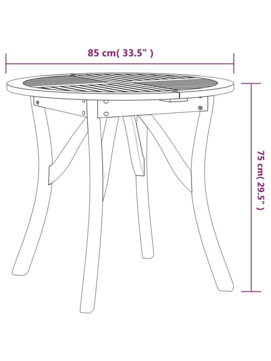 Aialaud, ø 85 cm, akaatsiapuit