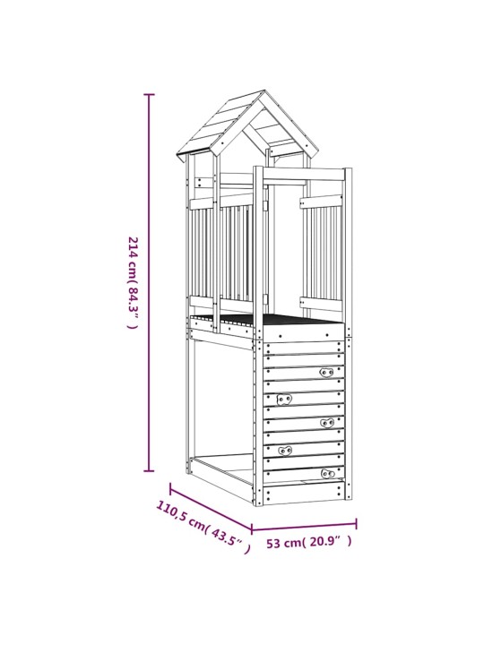 Mängutorn ronimisseinaga, 53x110,5x214 cm, immutatud männipuit