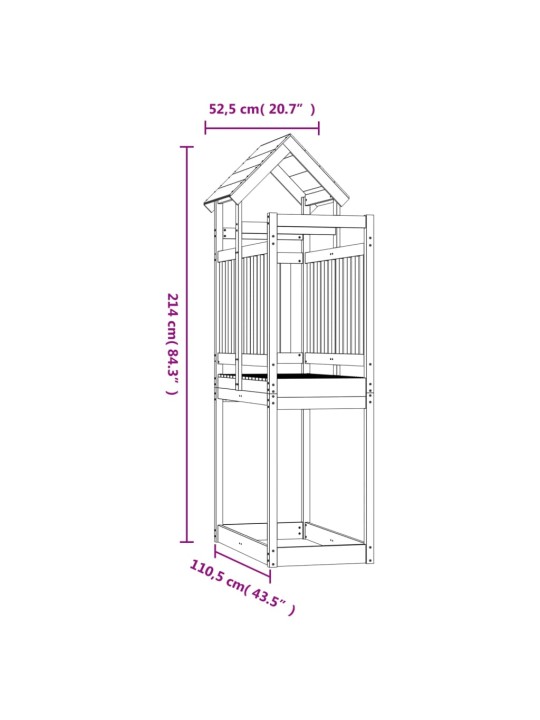 Mängutorn, 52,5 x 110,5 x 214 cm, immutatud männipuit