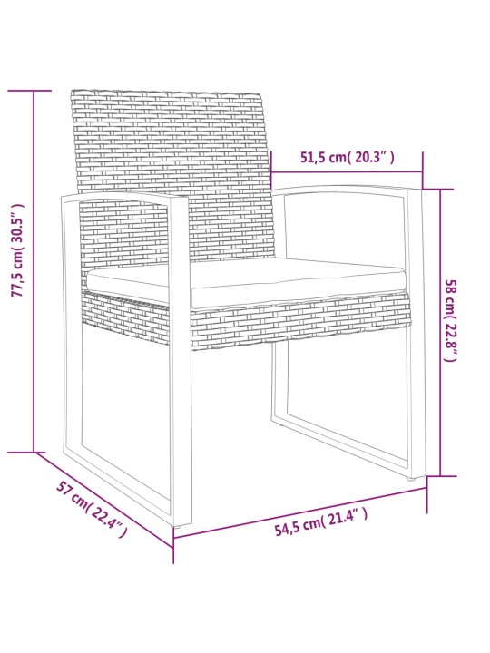 Aia söögitoolid 2 tk, must, pp-rotang