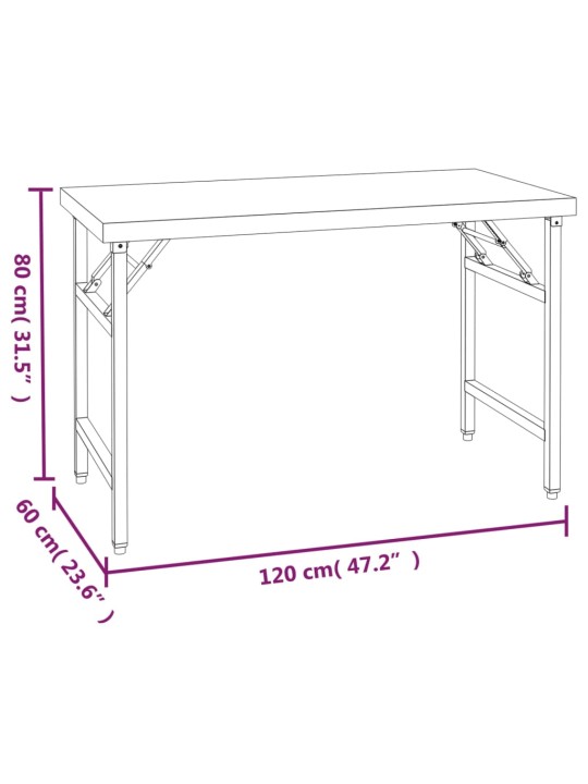 Köögi töölaud riiuliga, 120 x 60 x 115 cm, roostevaba teras