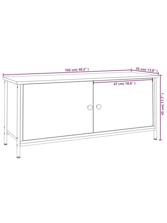 Ustega telerikapp, hall sonoma tamm, 102x35x45 cm, tehispuit