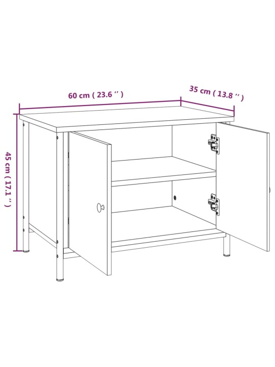 Ustega telerikapp, hall sonoma tamm, 60x35x45 cm, tehispuit