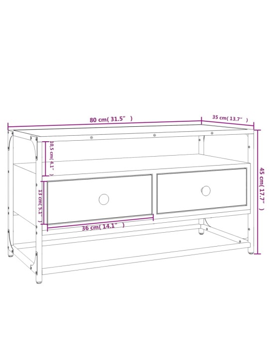 Telerikapp, hall sonoma tamm, 80 x 35 x 45 cm, tehispuit