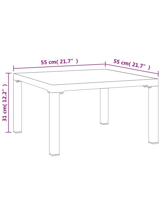 Aia kohvilaud, hall, 55 x 55 x 31 cm, dpc ja teras