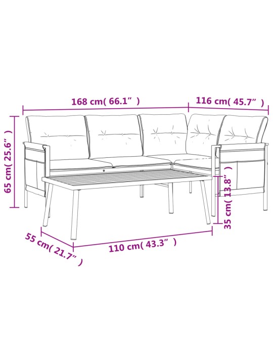 2-osaline aiamööbli komplekt, antratsiithall, teras