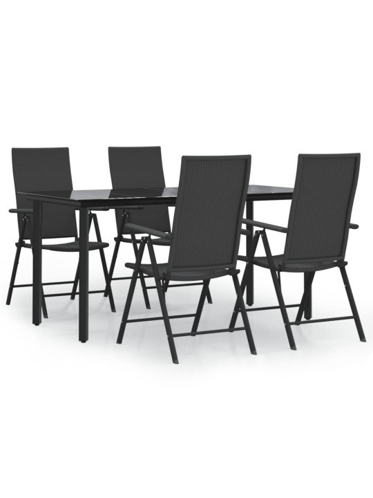 5-osaline aiamööbli komplekt, must, polürotang
