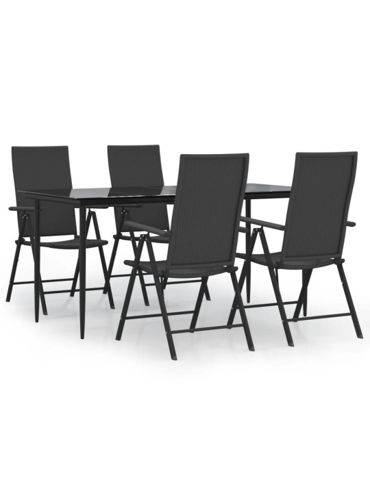 5-osaline aiamööbli komplekt, must, polürotang