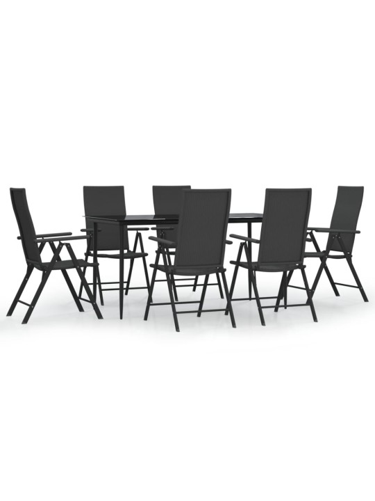 7-osaline aiamööblikomplekt, must, polürotang