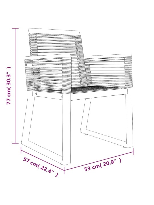 7-osaline aiamööbel, must, pvc-rotang