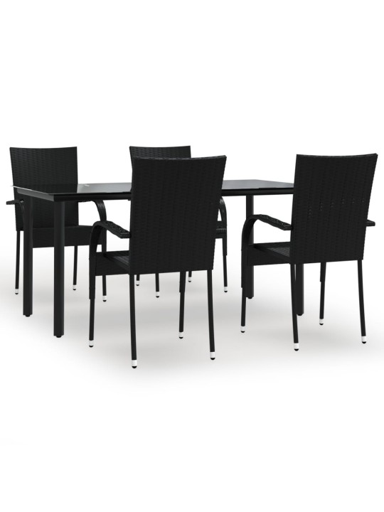 5-osaline aiamööbli komplekt, must, polürotang