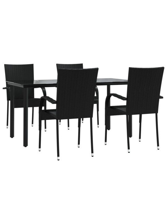 5-osaline aiamööbli komplekt, must, polürotang