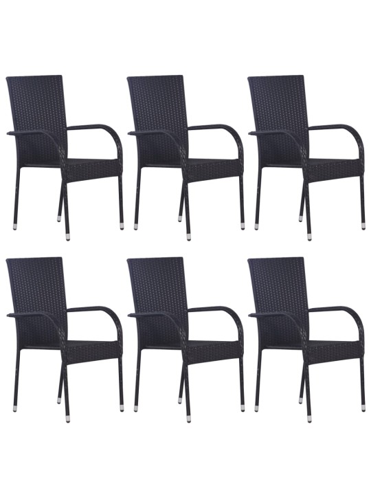 7-osaline aiamööblikomplekt, must, polürotang