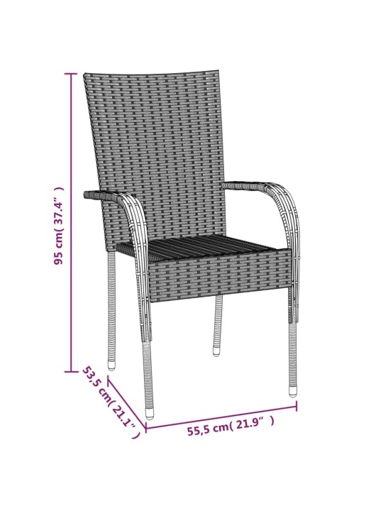 7-osaline aiamööblikomplekt, must, polürotang