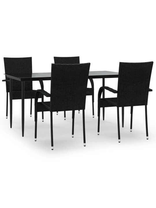 5-osaline aiamööbli komplekt, must, polürotang