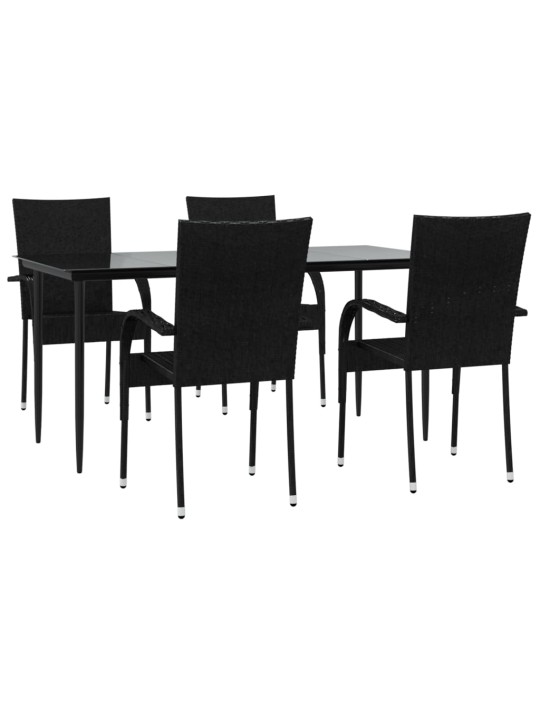 5-osaline aiamööbli komplekt, must, polürotang