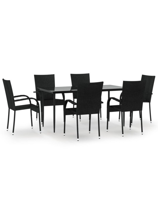 7-osaline aiamööblikomplekt, must, polürotang