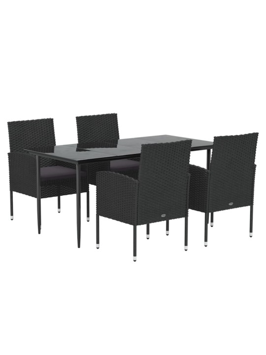 5-osaline aiamööbli komplekt patjadega, must, polürotang