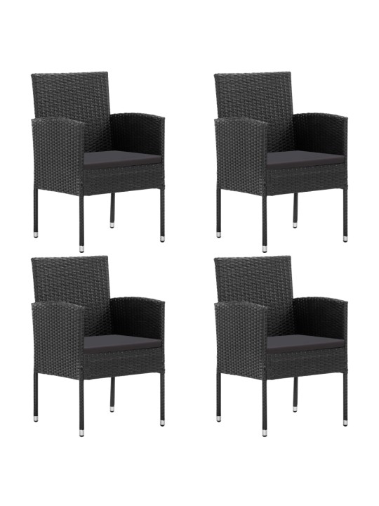5-osaline aiamööbli komplekt patjadega, must, polürotang