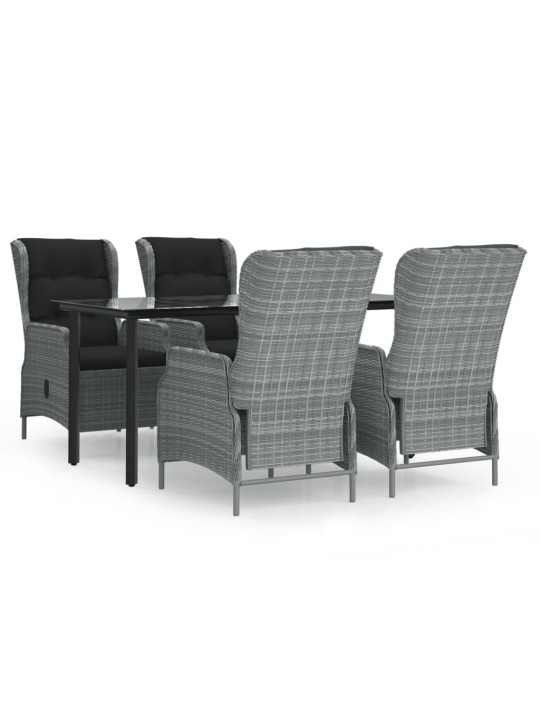 5-osaline aiamööbli komplekt, helehall, polürotang