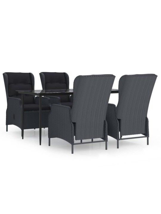 5-osaline aiamööbli komplekt, tumehall, polürotang