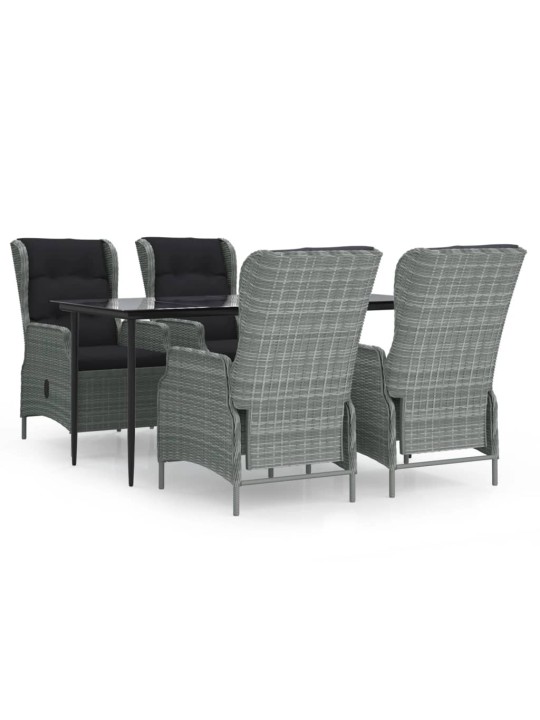 5-osaline aiamööbli komplekt, helehall, polürotang