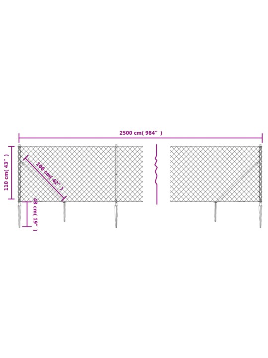 Võrkaed vaiadega, roheline, 1,1 x 25 m