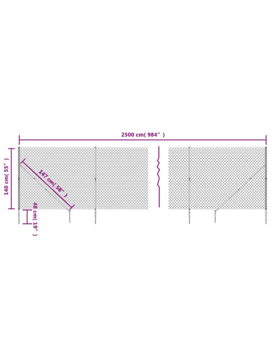 Võrkaed vaiadega, roheline, 1,4 x 25 m