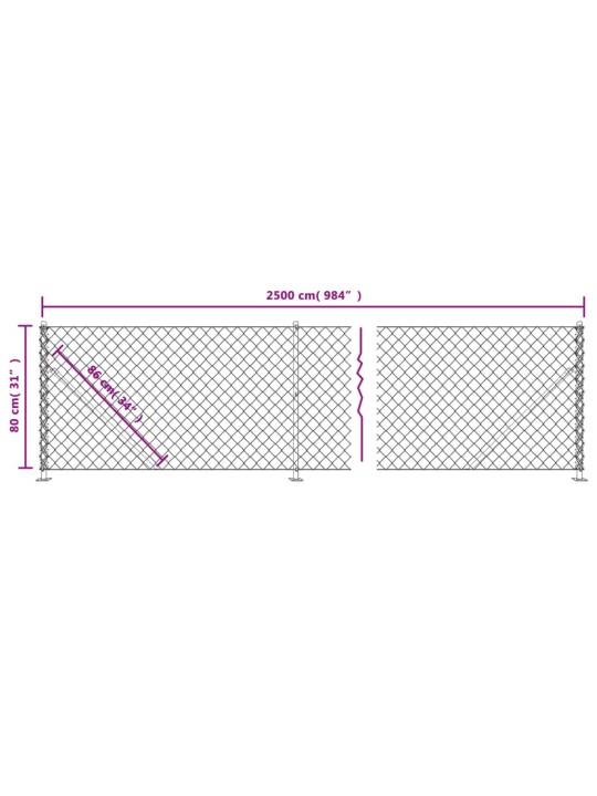 Võrkaed äärikuga, antratsiithall, 0,8 x 25 m