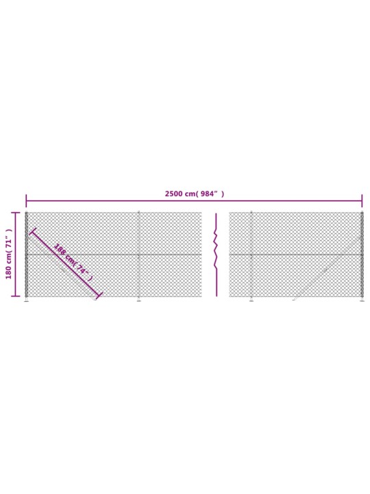 Võrkaed äärikuga, antratsiithall, 1,8 x 25 m