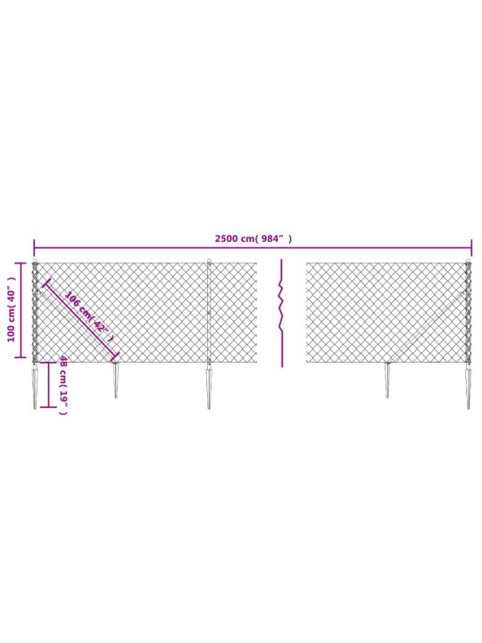 Võrkaed vaiadega, hõbedane, 1 x 25 m