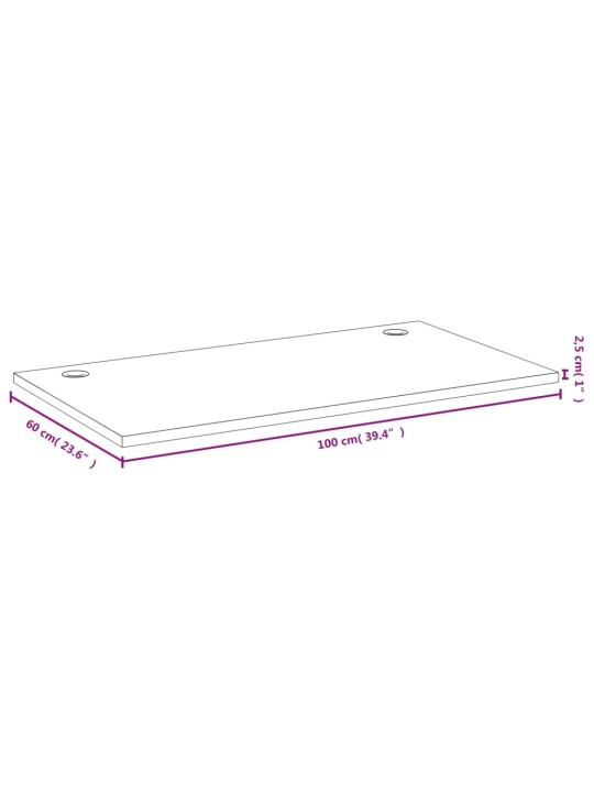 Kirjutuslaua plaat, 100 x 60 x 2,5 cm, bambus